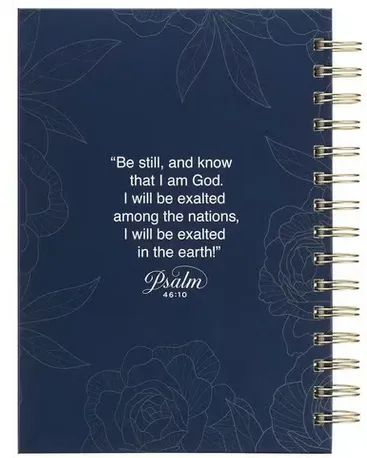 Notizbuch - Be still and know / Sei still und wisse - mit Spiralbindung, blau, Rosen