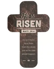 Minikarte - He is risen / Er ist auferstanden - braun, Kreuz