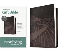 Anglais, Bible, New Living Translation, similicuir gris foncé, motif chemin, paroles de Jésus en...