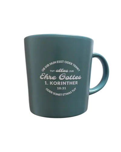 Tasse - Zur Ehre Gottes - Meerblau, 355ml