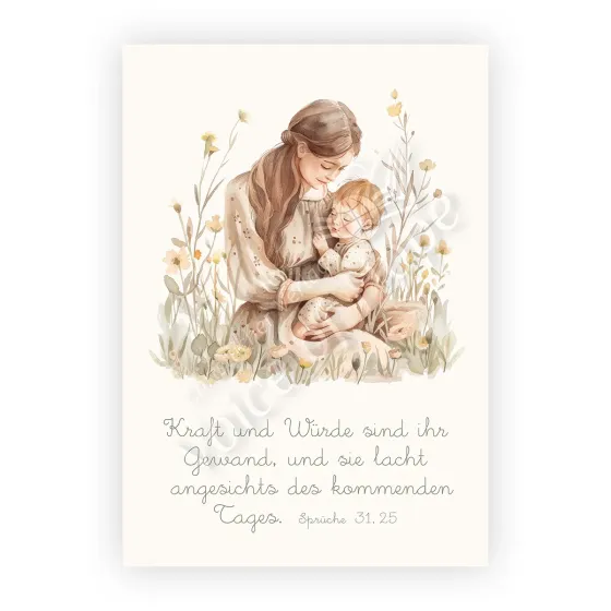 Wandbilder - Mama & Kind klein (Sprüche 31,25) - 21x30 cm