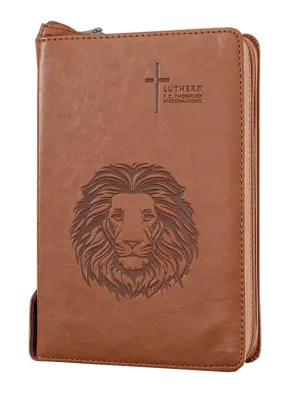 Luther 21 - F.C. Thompson Studienbibel - Kunstleder braun mit Löwenkopf, Reissverschluss,...