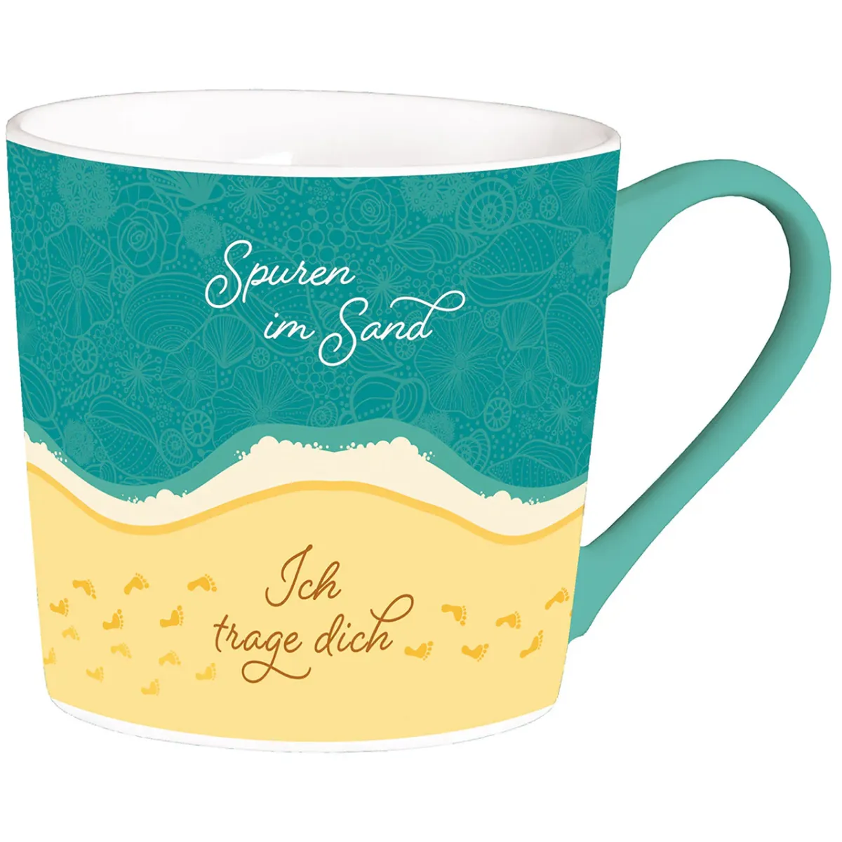 Tasse - Spuren im Sand - Große Tasse mit hübschem Spuren-im-Sand-Motiv