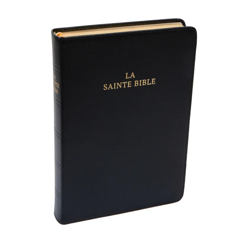 Bible Darby édition de Rolle, grand format, cuir noir sans rebord, souple, tranche dorée