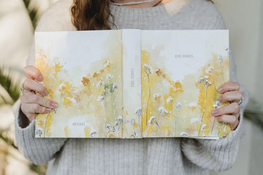 Sconi Bibel "Garten" Leinenbibel mit Schreibrand