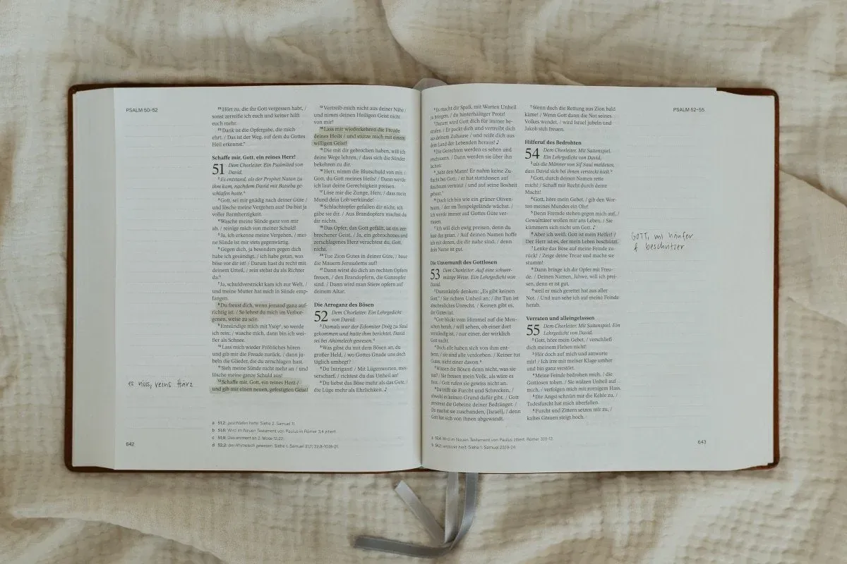 Sconi Bibel "Garten" Leinenbibel mit Schreibrand