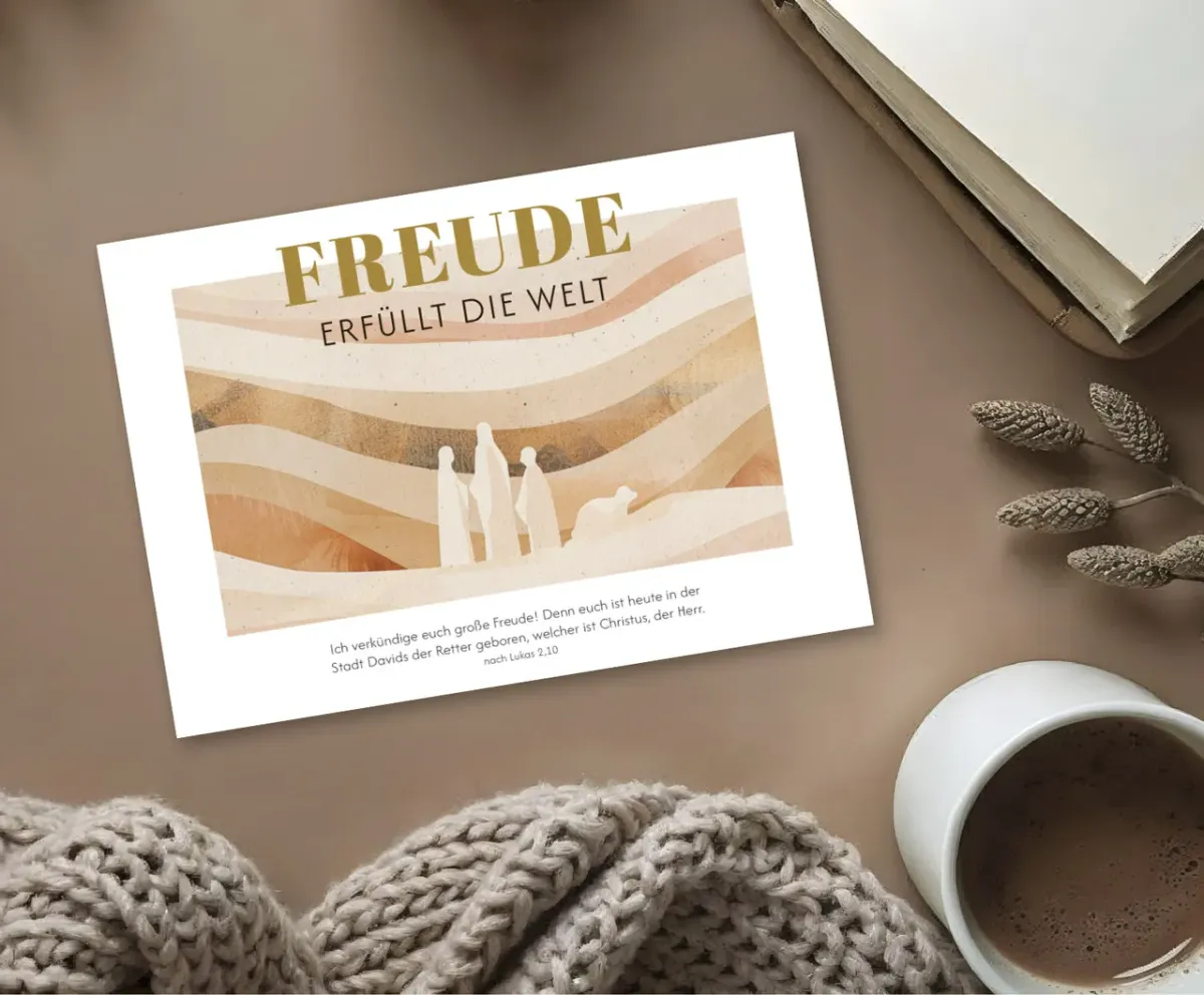 Postkarte Freude erfüllt die Welt - nach Lukas 2,10