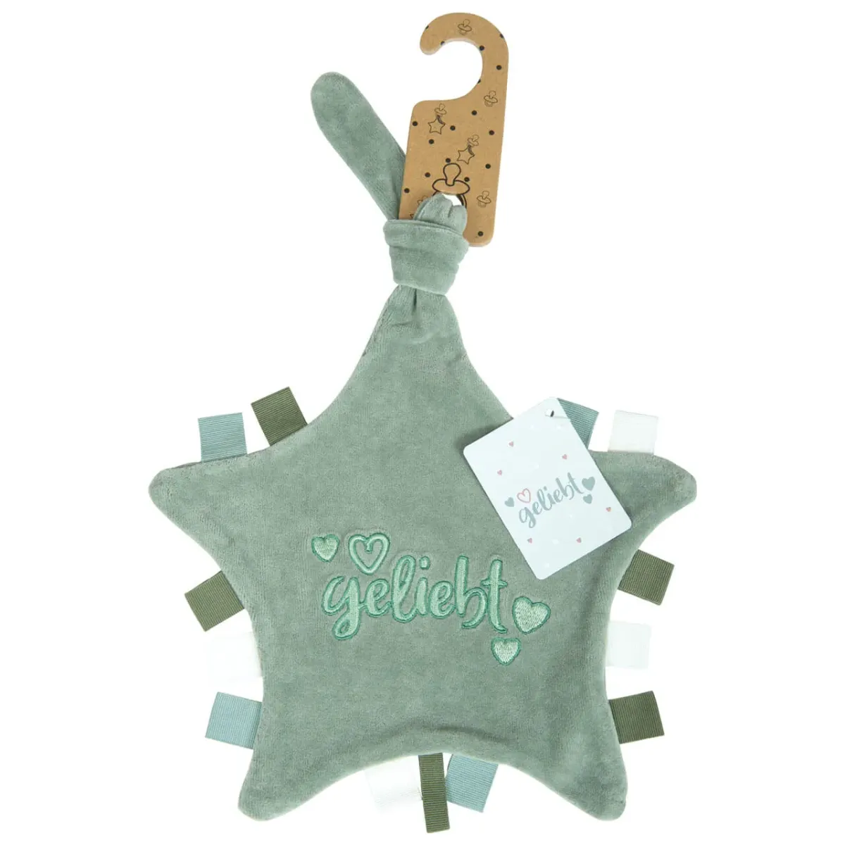 Geliebt - Baby-Schmusetuch (salbei) - 80 % Baumwolle, 20 % Polyester