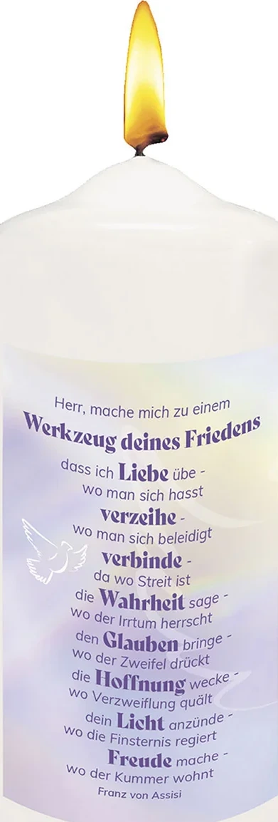 Herr, mache mich zu einen Werkzeug (Kerze large) - Höhe 15 cm, Durchmesser 6 cm