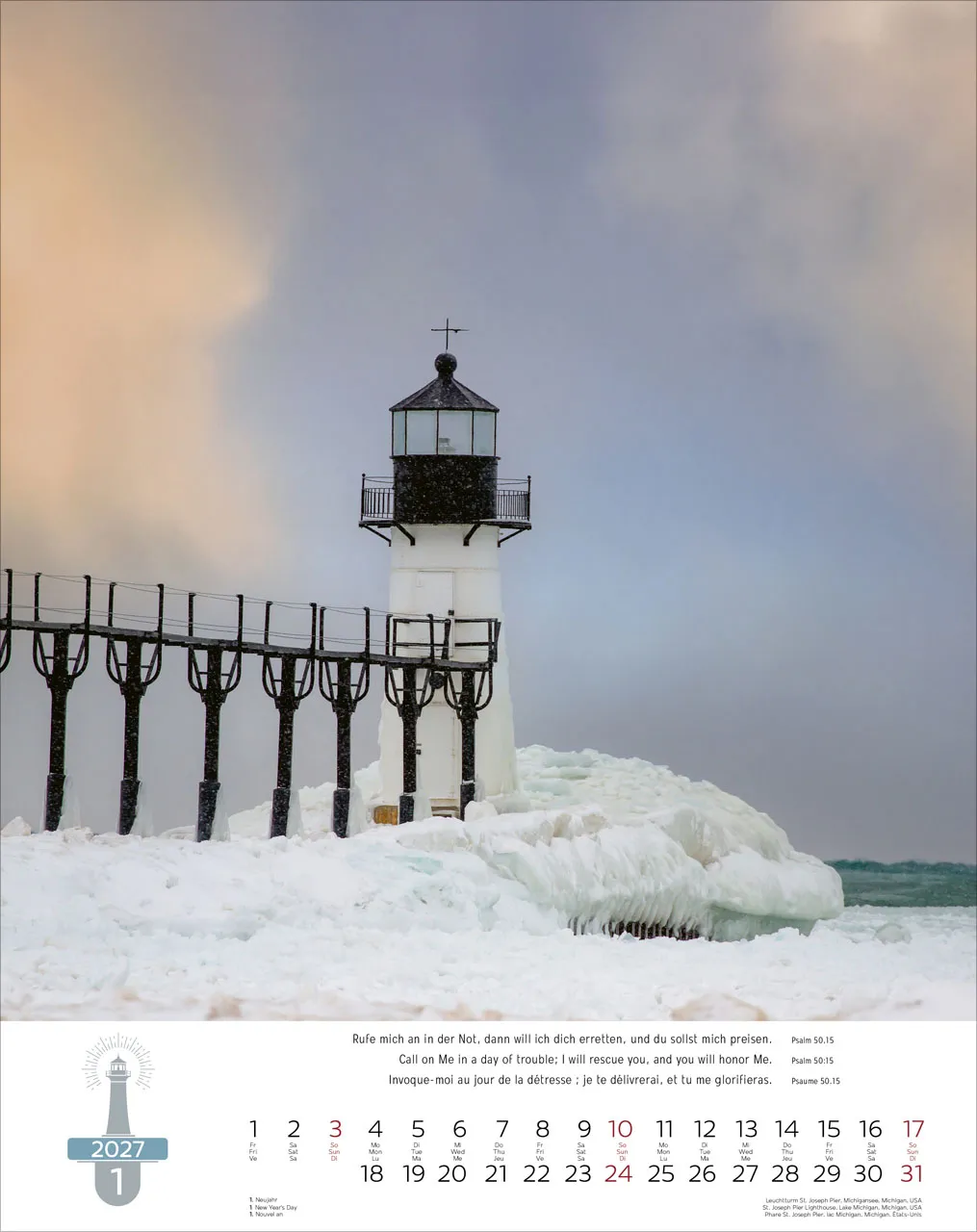 Leuchttürme, Phares, Lighthouses Dreisprachig Deutsch, Französisch, Englisch - Super-Wandkalender