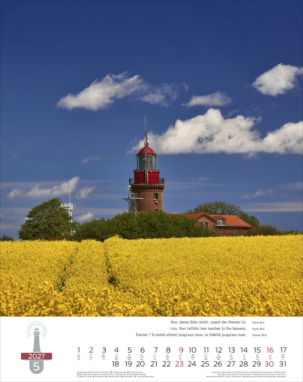 Leuchttürme, Phares, Lighthouses Dreisprachig Deutsch, Französisch, Englisch - Super-Wandkalender