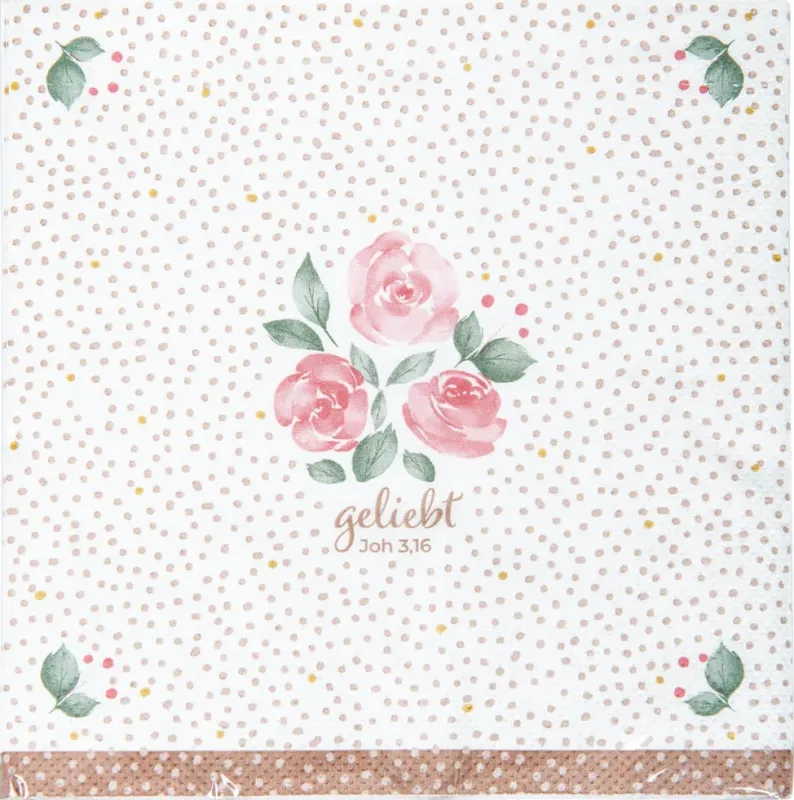 Geliebt - Servietten (20 Stück) (Motiv Rosen)