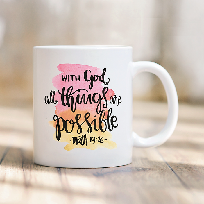 Tasse „With God“
