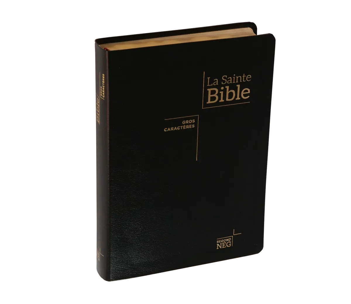 Bible Segond NEG, gros caractères, noire - Couverture souple, fibrocuir, tranche or, avec onglets