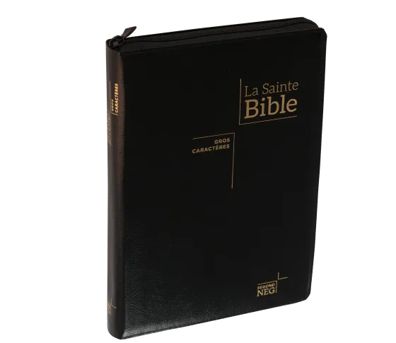 Bible Segond NEG, gros caractères, noire - Couverture souple, fibrocuir, tranche or, avec onglets...