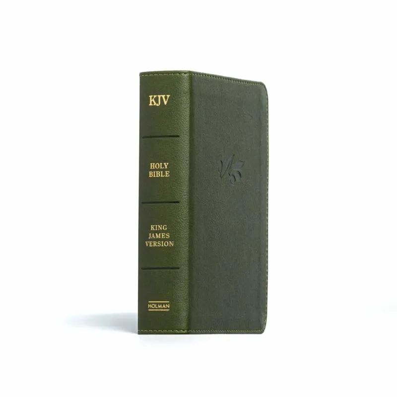 Anglais, Bible, King James Version, format poche, grands caractères, similicuir vert olive - KJV...