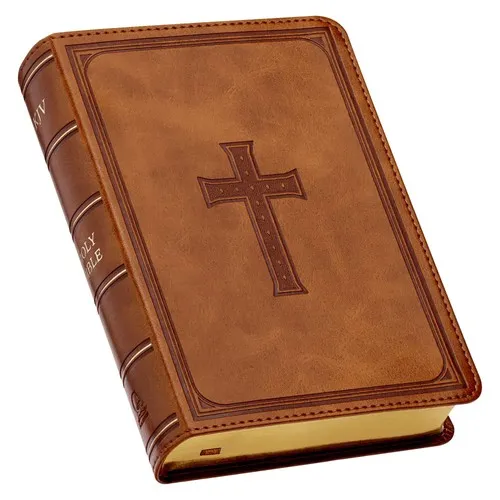 Englisch, Bibel, King James Version, Grossdruck Kompakt, Kunstleder, braun mit Motiv Kreuz,...