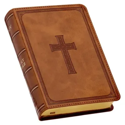 Englisch, Bibel, King James Version, Grossdruck Kompakt, Kunstleder, braun mit Motiv Kreuz,...