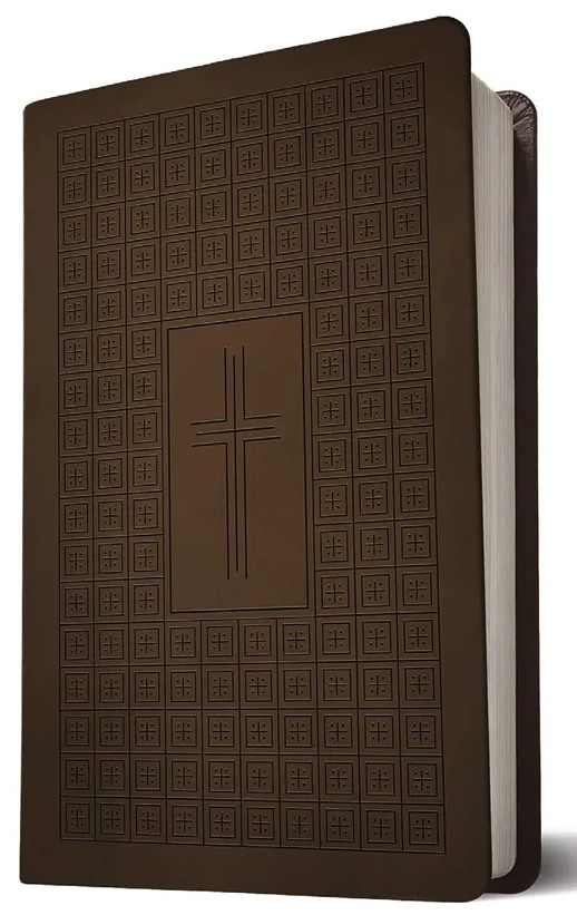 Anglais, Bible, New Living Translation, similicuir, marron foncé, motif croix - NLT Premium Value...