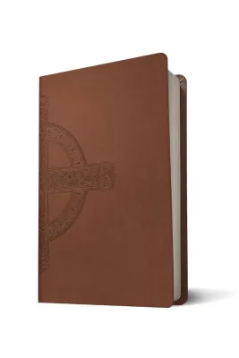Anglais, Bible, New Living Translation, gros caractères, similicuir brun, motif croix celtique -...