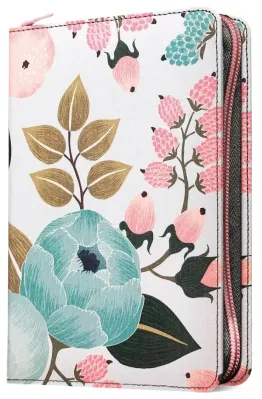 Englisch, Bibel New Living Translation, illustrierter Einband mit Blumen, Stoff, Reissverschluss