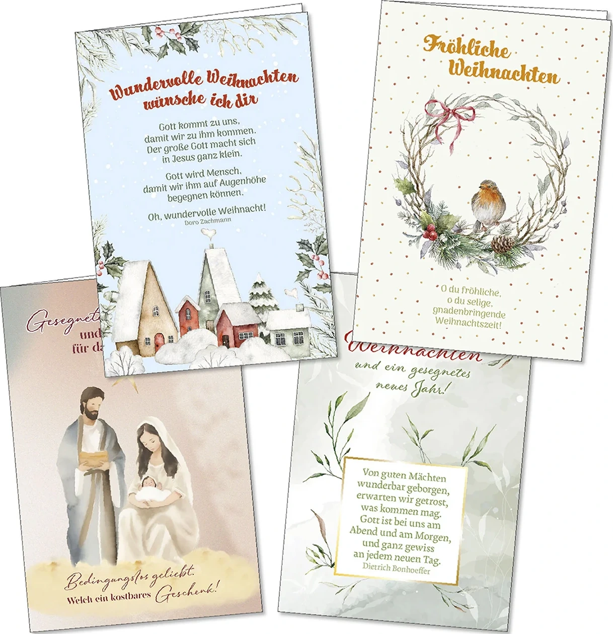 Weihnachts-Faltkarten-Paket (4 Karten)
