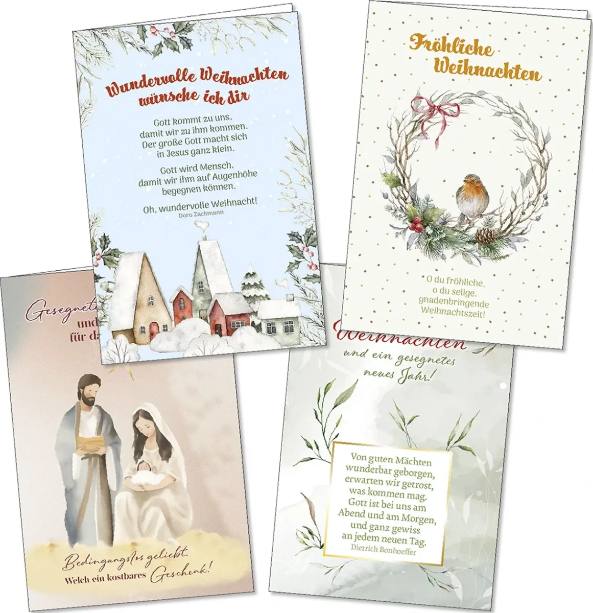 Weihnachts-Faltkarten-Paket (4 Karten)