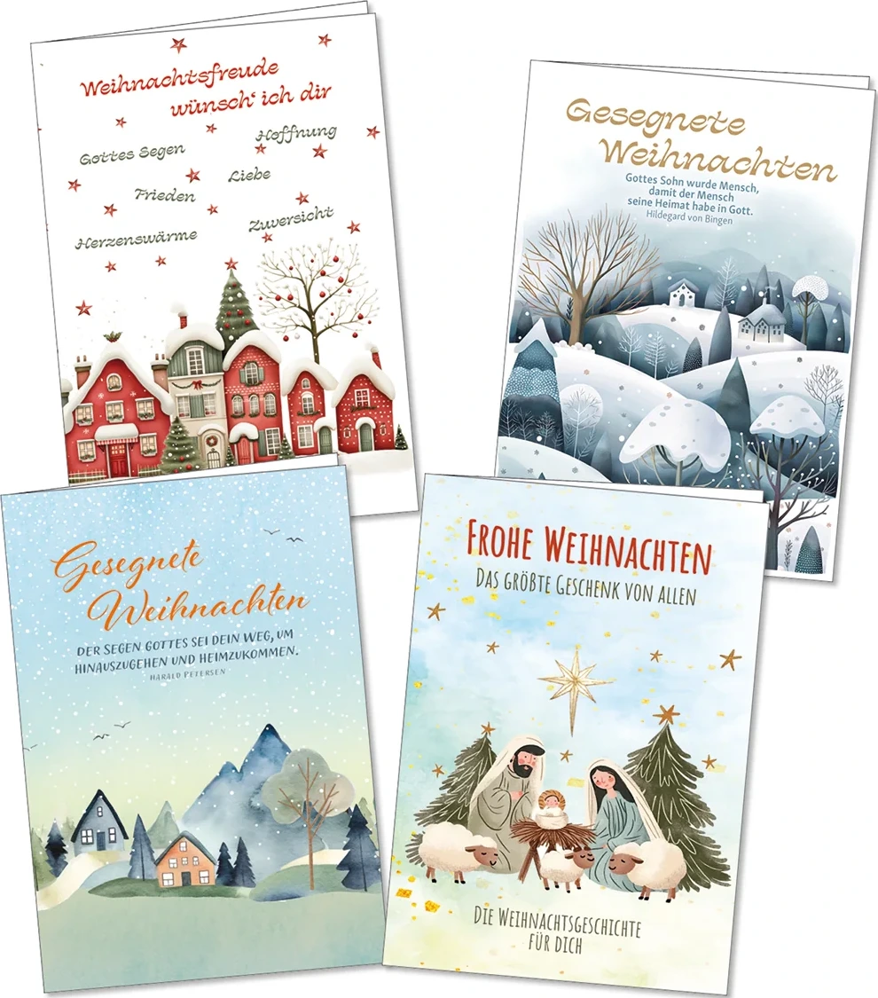 Weihnachts-Faltkarten-Paket (4 Karten)