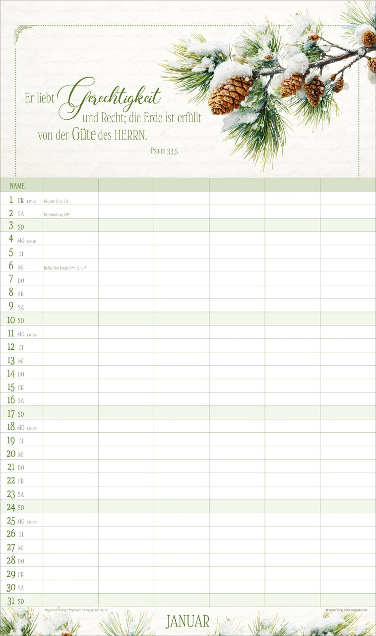 Poesie Familienplaner - Wandkalender