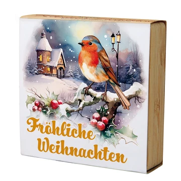 Fröhliche Weihnachten - Teelichthalter aus Bambus