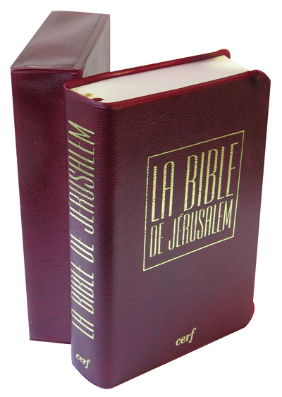 Bible de Jérusalem miniature - souple, vinyl bordeaux + étui PVC