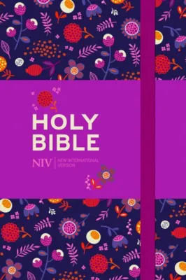 Englisch, Bibel New International Version, mit Blumen bedruckter Einband mit Blumen auf violettem...