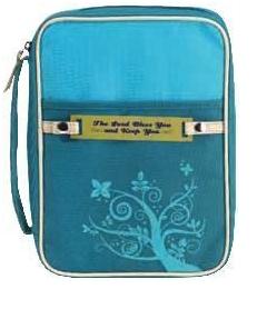 POCHETTE BIBLE, L, BE STILL [...], TURQUOISE - TOILE