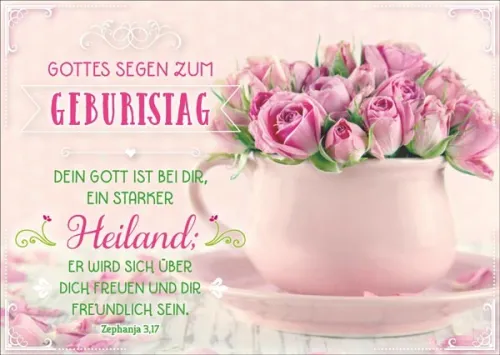 PK GEBURTSTAG ROSENSTRAUSS IN TASSE 12 STÜCK - POSTKARTE