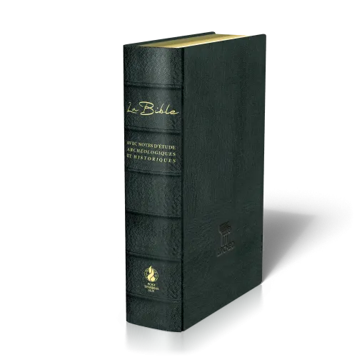 Bible Segond 21 «archéo», noire - couverture souple, cuir véritable, tranches dorées, avec notes...