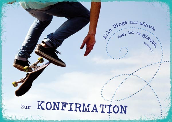 Doppelkarte Konfirmation Skateboarder