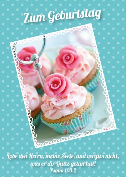 PK GEBURTSTAG MUFFINS MIT ROSEN 12 STÜCK - POSTKARTE