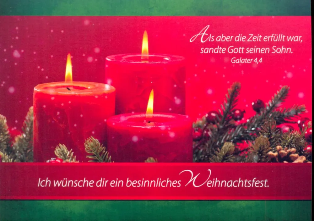 Weihnachten - rote Kerzen - Postkarte - Serie mit 12 Stk.