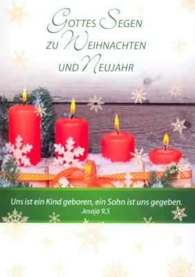 Weihn./Neujahr - Vier rote Kerzen - Postkarte - Serie mit 12 Stk.