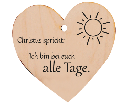 Holzherz Christus spricht: Ich bin bei euch alle Tage