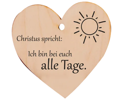 Holzherz Christus spricht: Ich bin bei euch alle Tage