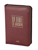 Bible de Jérusalem miniature, cuir, bordeaux avec fermeture éclair