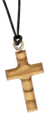 Halskette - Holzkreuz mit Band - Anhänger aus Olivenholz 3.50 cm