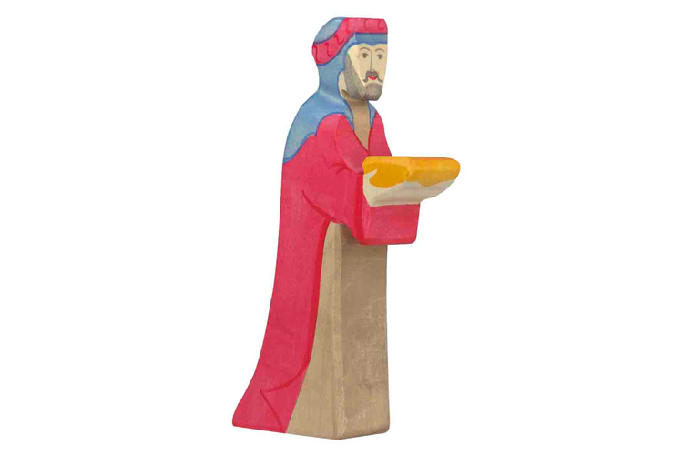 MAGE ROUGE - GASPARD - FIGURINE EN BOIS PEINT