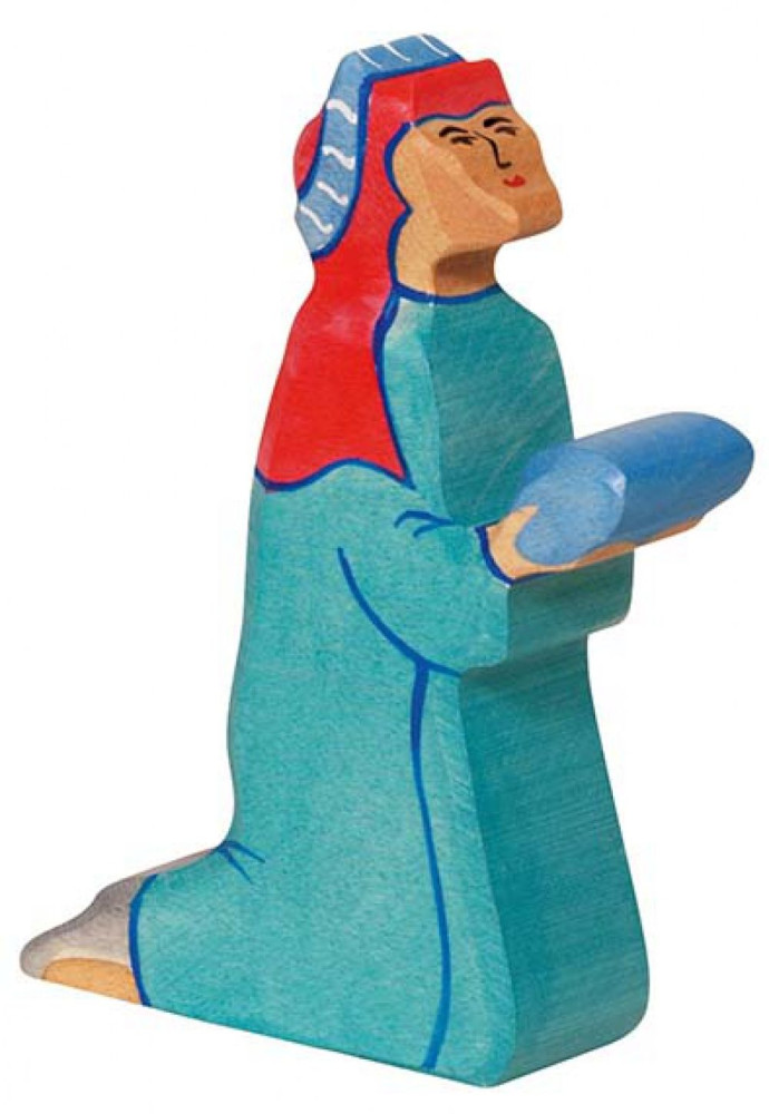 MAGE BLEU - BALTHAZAR - FIGURINE EN BOIS PEINT