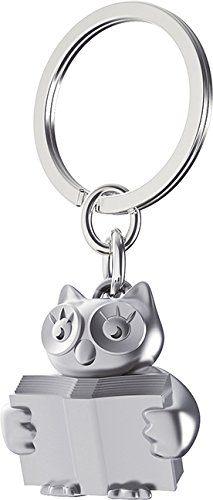 PORTE CLE METAL HIBOU QUI LIT UN LIVRE