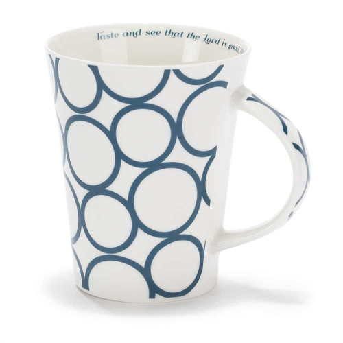 TASSE CERCLES BLEU ET BLANC "TASTE AND SEE..."- 375 ML