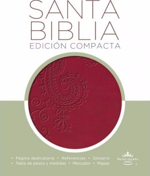 Spanisch, Bibel, Reina Vaélera 1960, kompakt, Kunstleder, rot mit Blumenmotiven