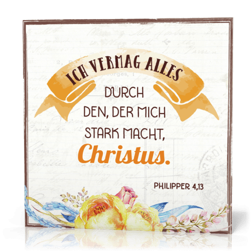 Metalltafel Ich vermag alles - 13 x 13 cm