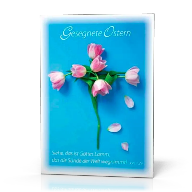 Doppelkarte Vogelhäuschen Ostern Tulpen